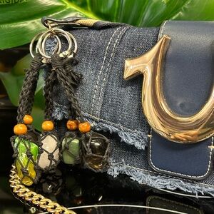 CUSTOM BAG CHARMS👜interchangeable crystal macrame keychain pendant OR bag charm